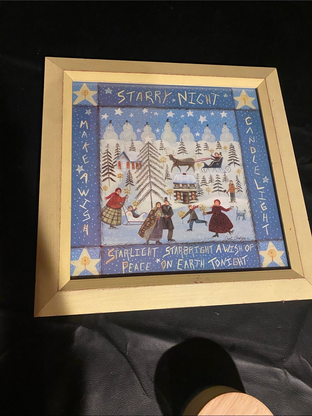 Carol J. Endres framed  lithograph Starry Night Holiday Wall Art - Blue and Gold